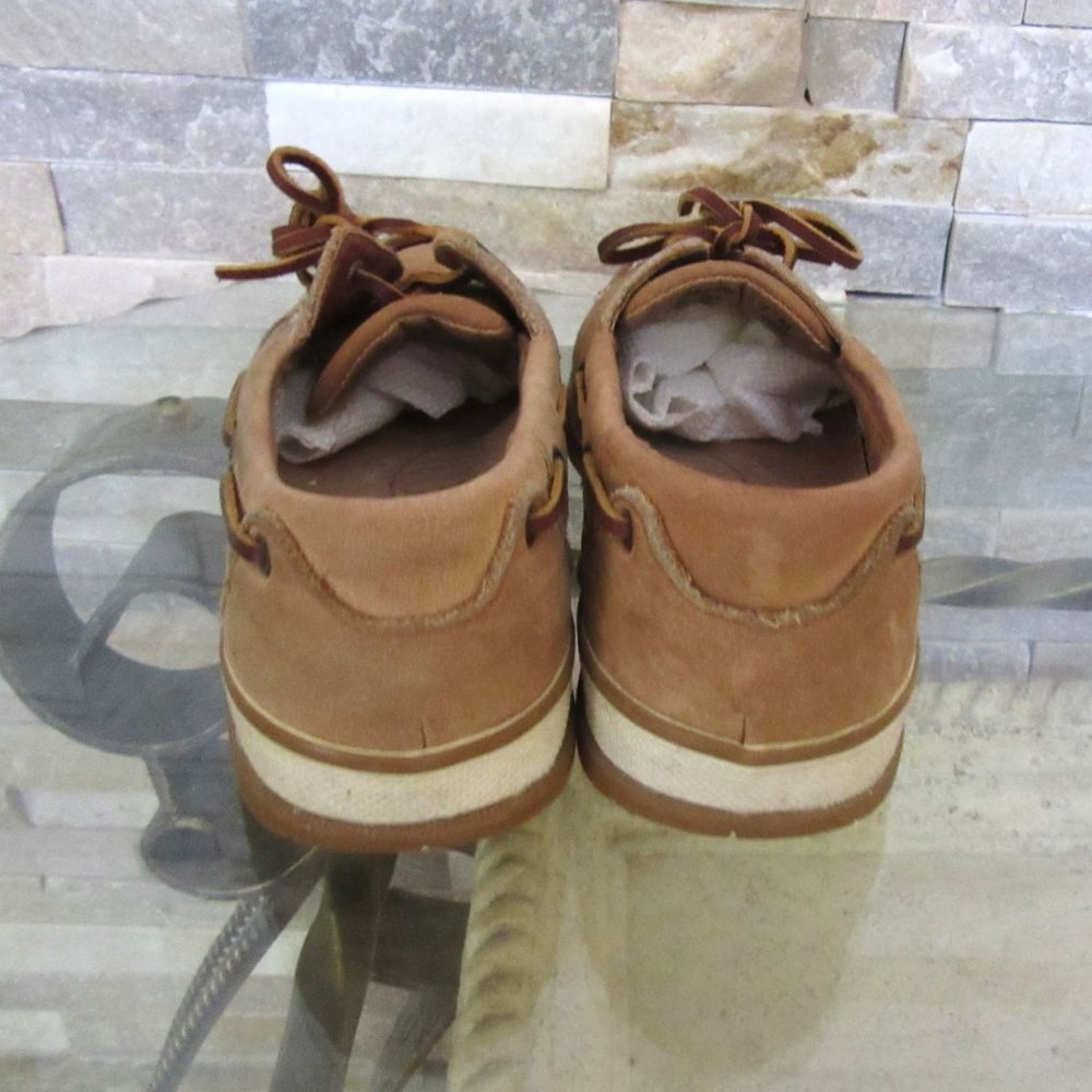 Bass Suede and Leather American Original Boat Shoe Tan Loafers in Size 7 - Picture 3 of 4